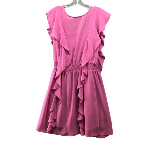 GUESS Pink Sleeveless Dress Size S Ruffle Chiffon A-Line Knee Length Flowy - Picture 2 of 8